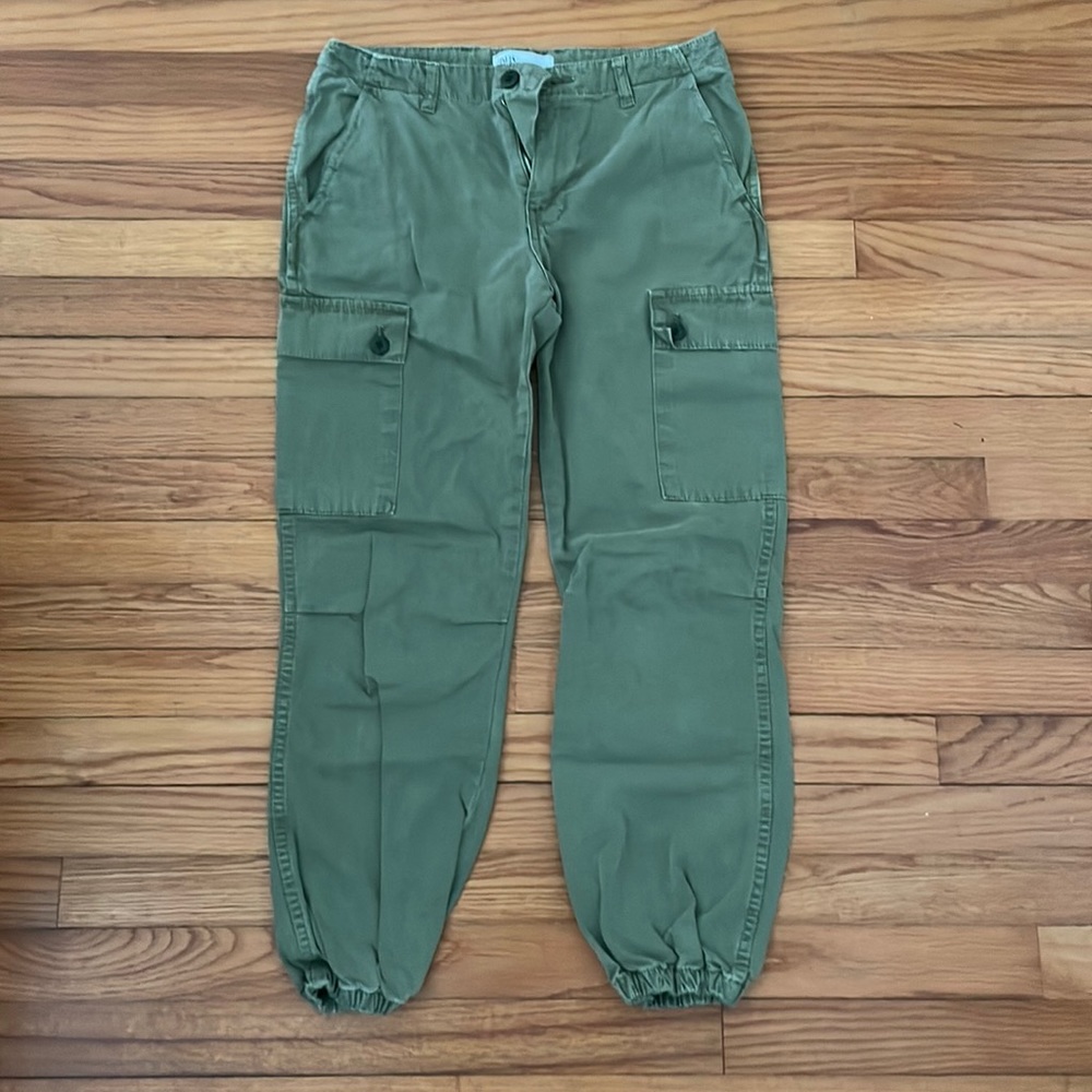 Army green jogger style cargo pant.